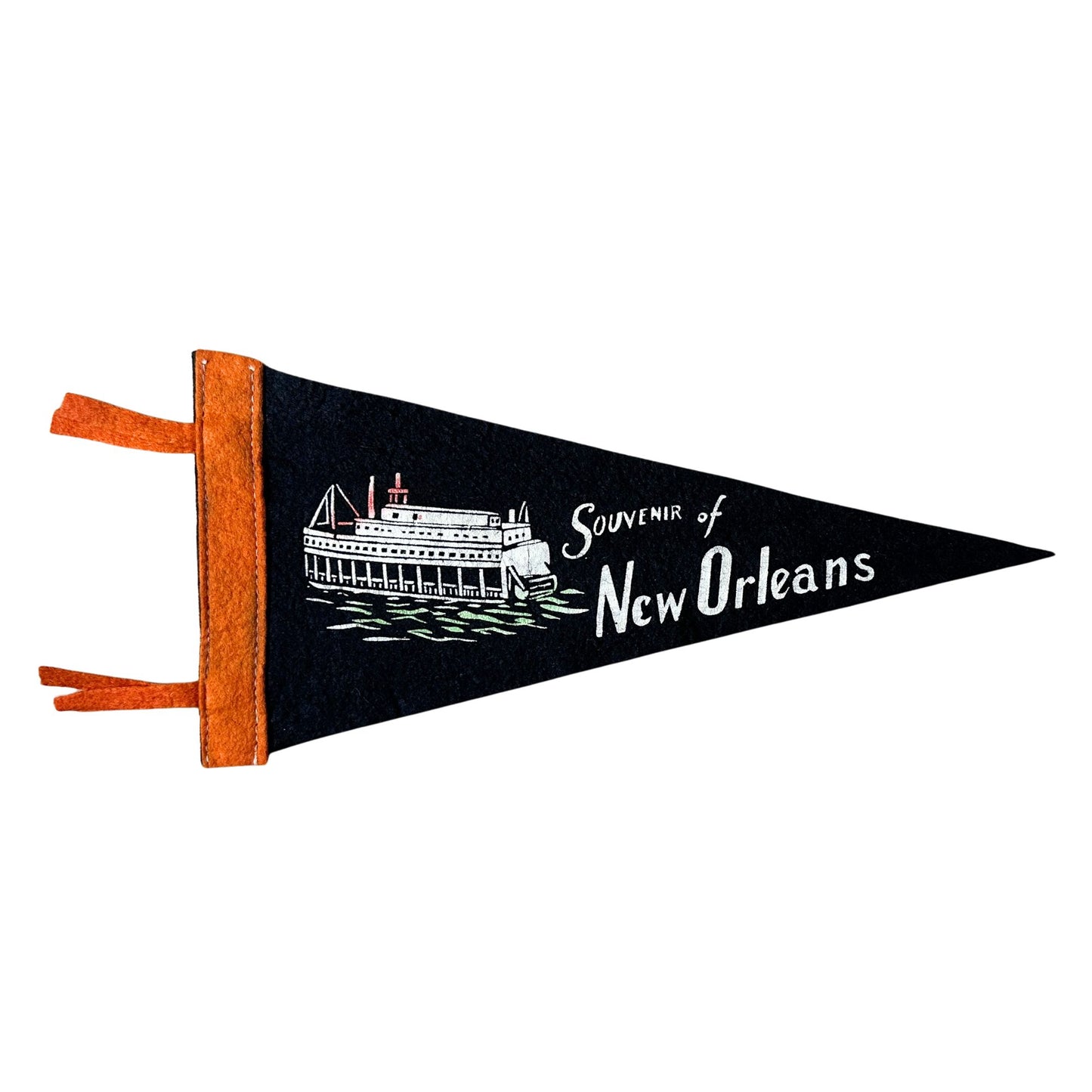Louisiana New Orleans Riverboat Small Black Vintage Pennant