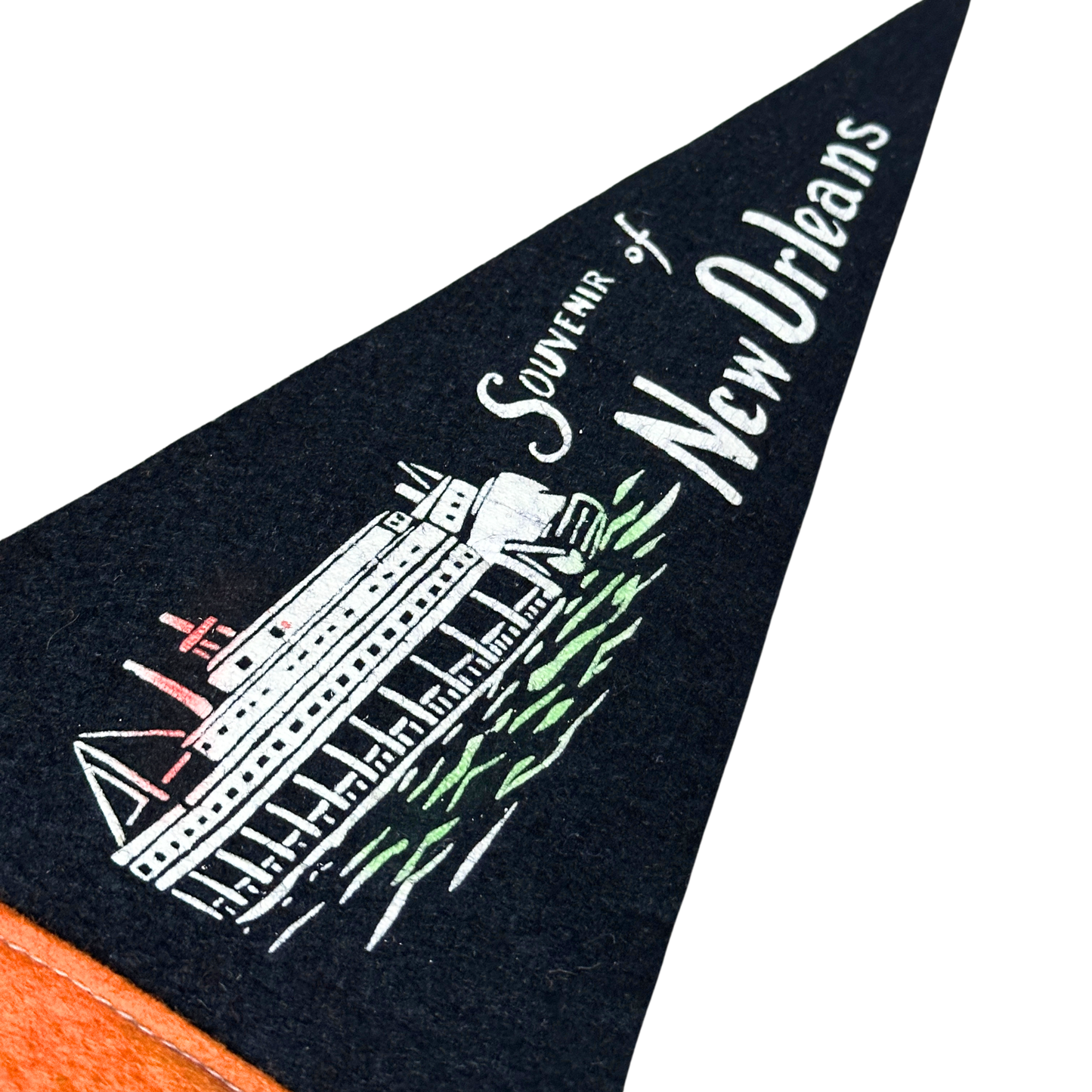 Louisiana New Orleans Riverboat Small Black Vintage Pennant