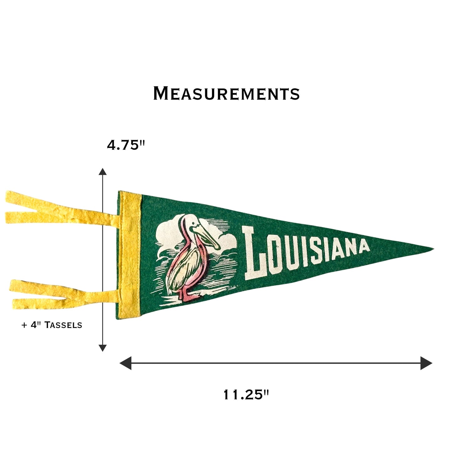 Louisiana Pelican Small Green Vintage Pennant