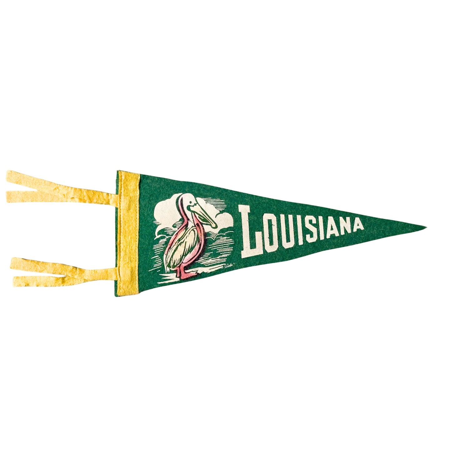 Louisiana Pelican Small Green Vintage Pennant