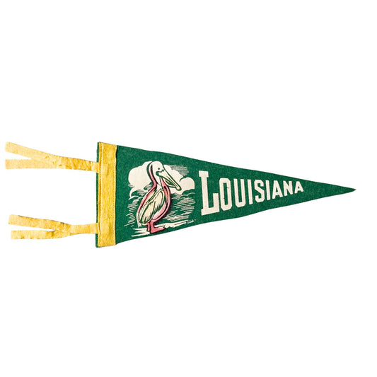 Louisiana Pelican Small Green Vintage Pennant