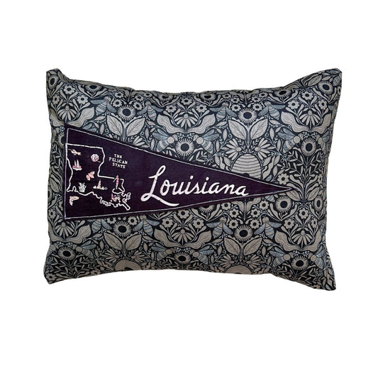 Louisiana Vintage Pennant on New Woven Botanicals Throw Pillow