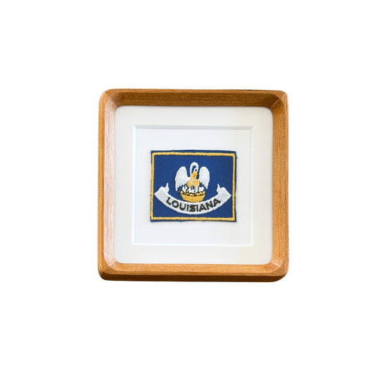 Louisiana State Flag Vintage Wood Framed Travel Patch