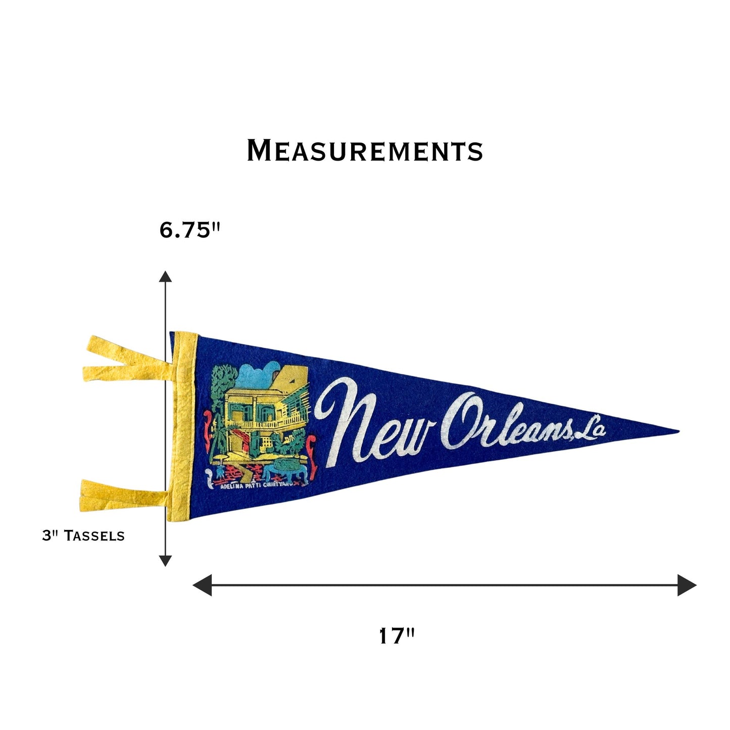 Louisiana New Orleans Adelina Patti Courtyard Vintage Pennant