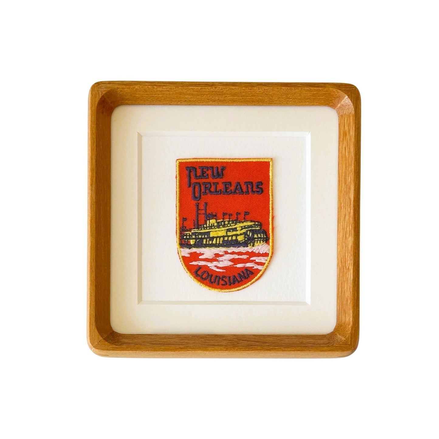 Louisiana New Orleans Vintage Wood Framed Travel Patch