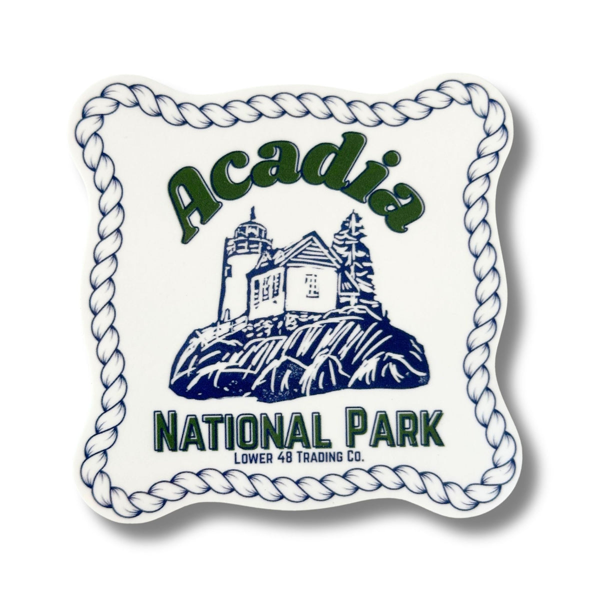 Maine Acadia National Park Bass Harbor Lighthouse Block Print Weatherproof Sticker Lower 48 Trading Co.