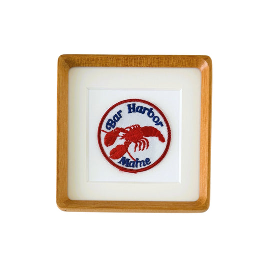 Maine Bar Harbor Lobster Vintage Patch Wood Framed