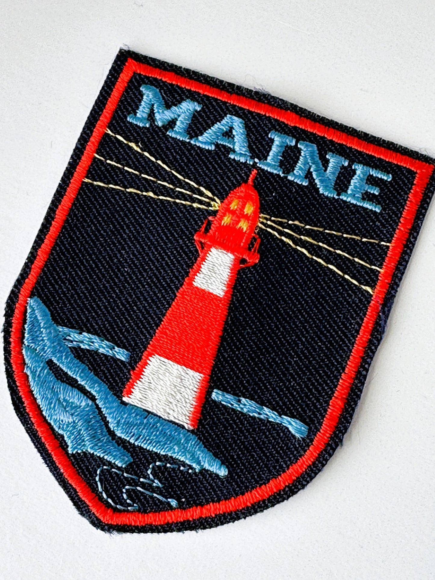 Maine Lighthouse Red White and Blue Vintage Patch