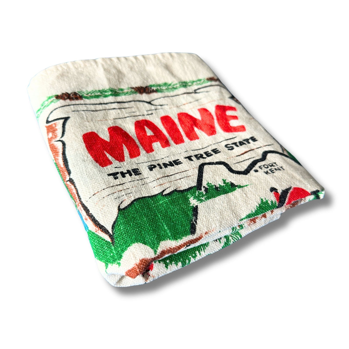 Maine Map The Pine Tree State Vintage Linen 16 x 27 inches READY TO FRAME