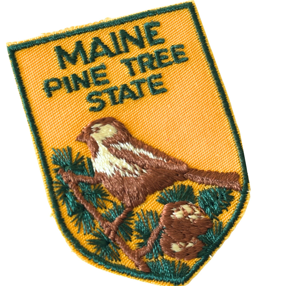Maine Pine Tree State Chickadee State Bird Vintage Patch