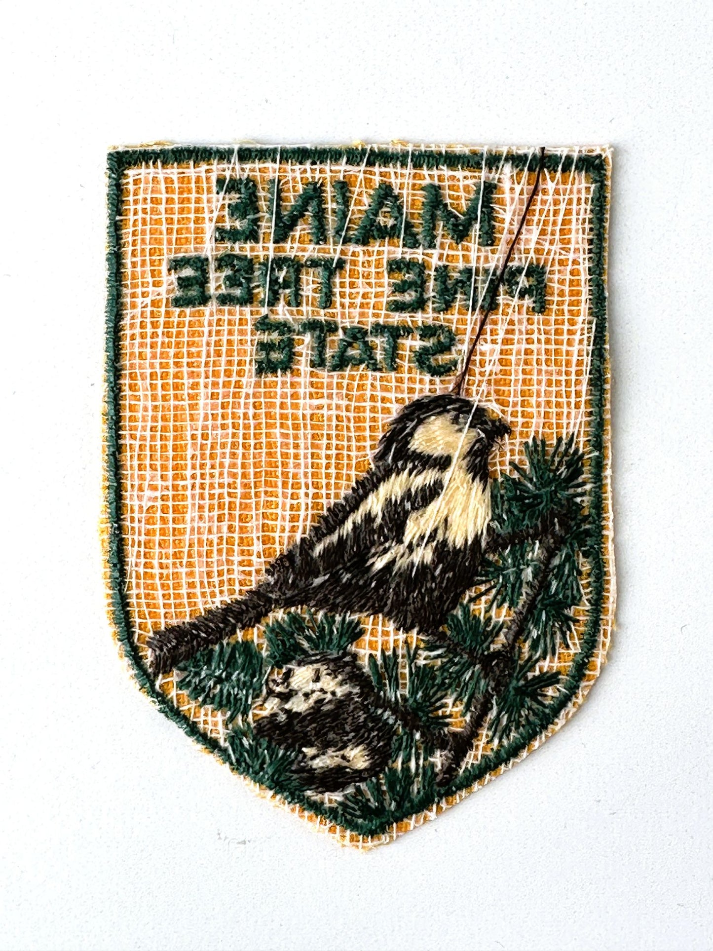 Maine Pine Tree State Chickadee State Bird Vintage Patch