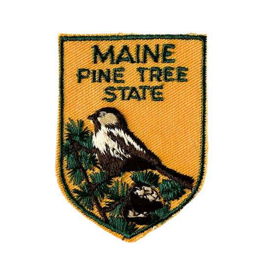 Maine Pine Tree State Chickadee State Bird Vintage Patch