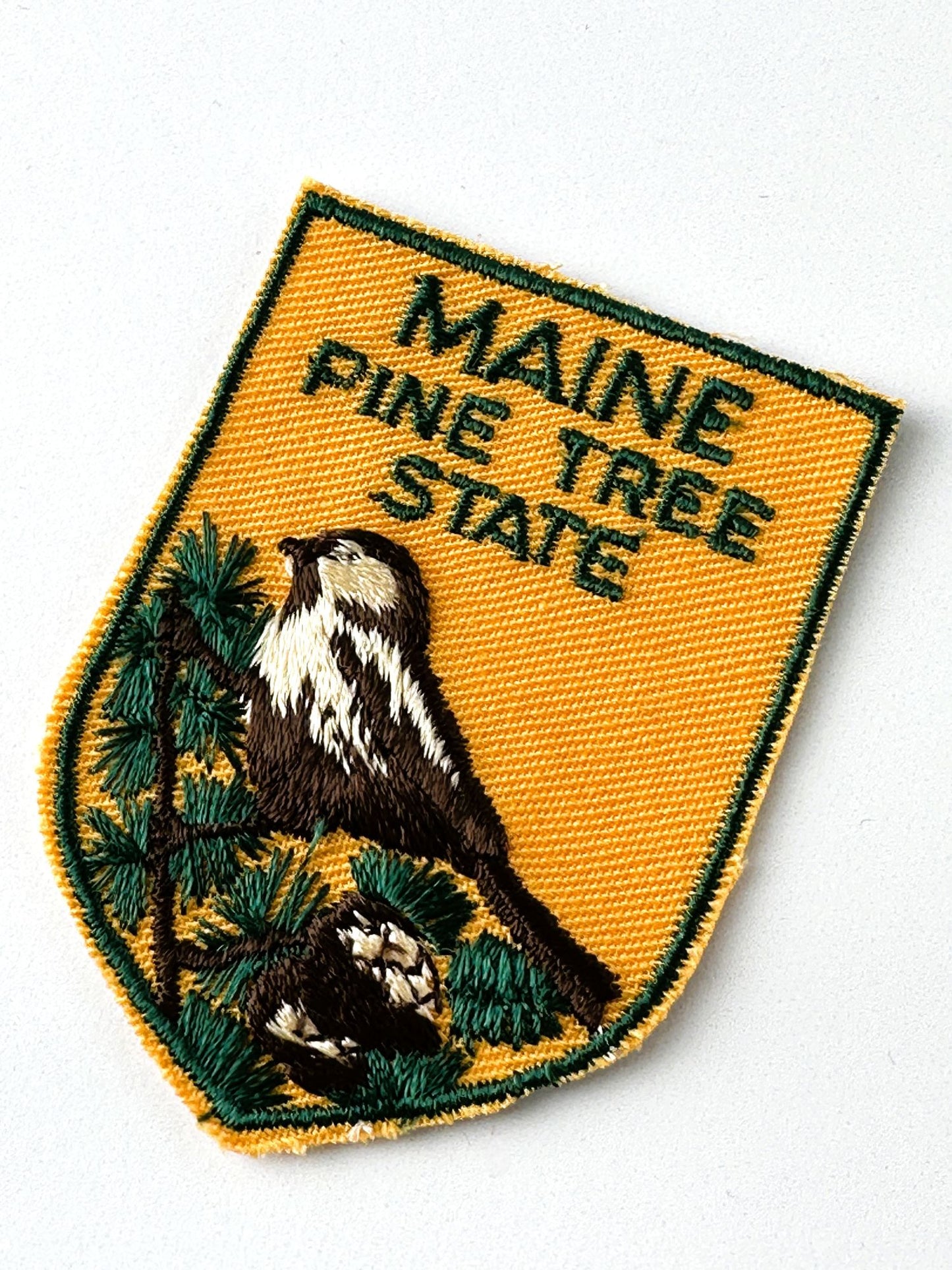 Maine Pine Tree State Chickadee State Bird Vintage Patch