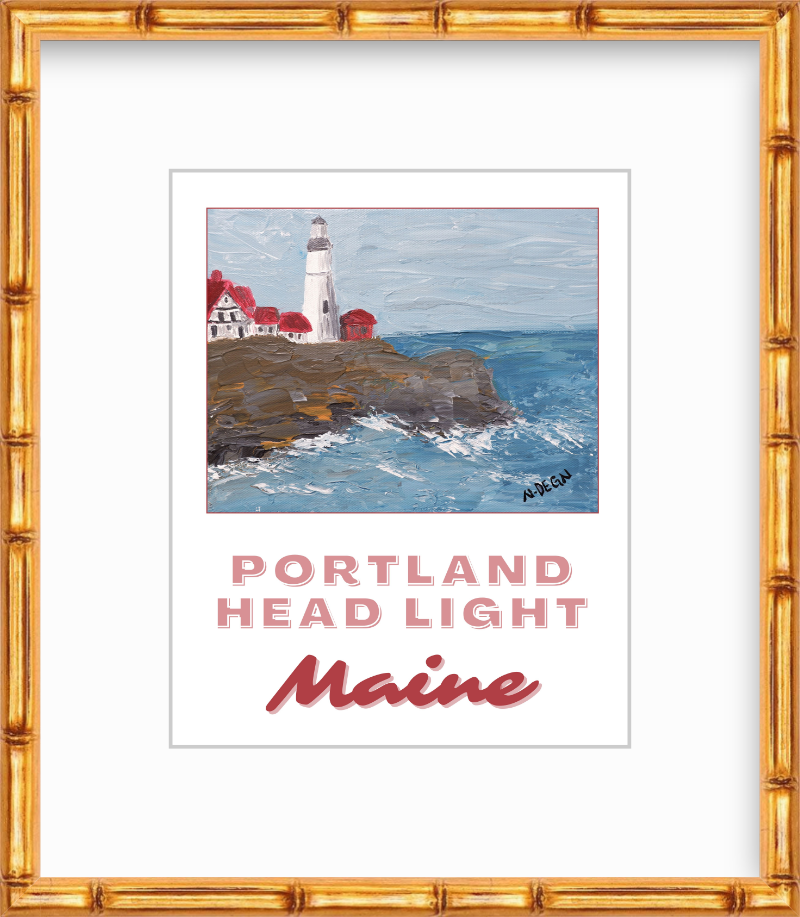 Maine Portland Head Light Coastal Painting Giclee Art Print
