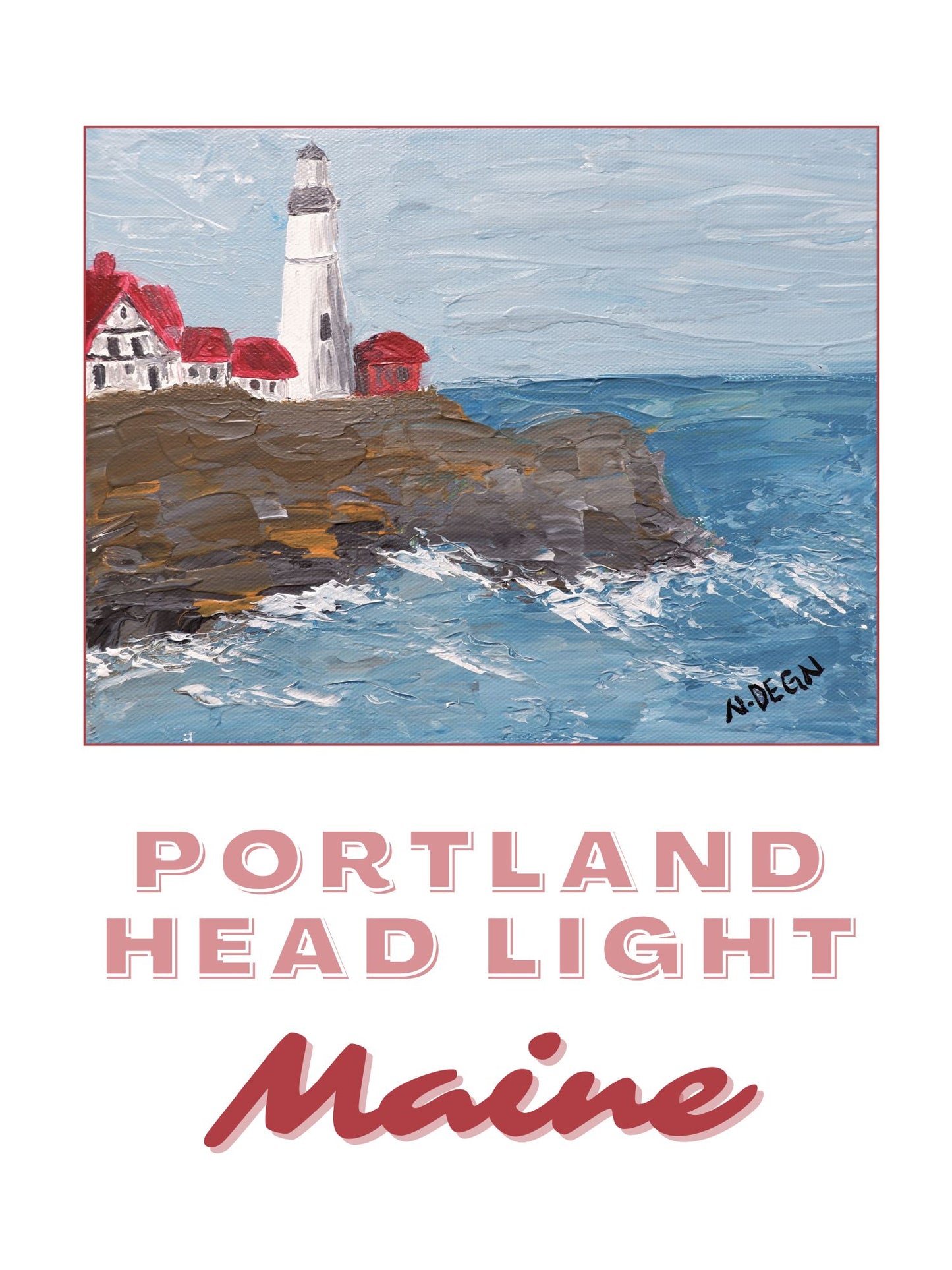 Maine Portland Head Light Coastal Painting Giclee Art Print