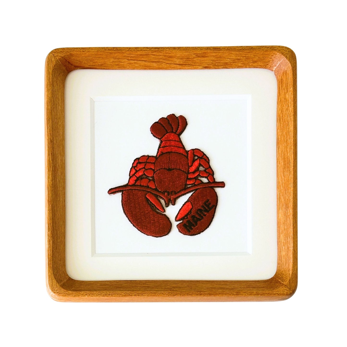 Maine Red Lobster Nautical Vintage Patch Wood Framed