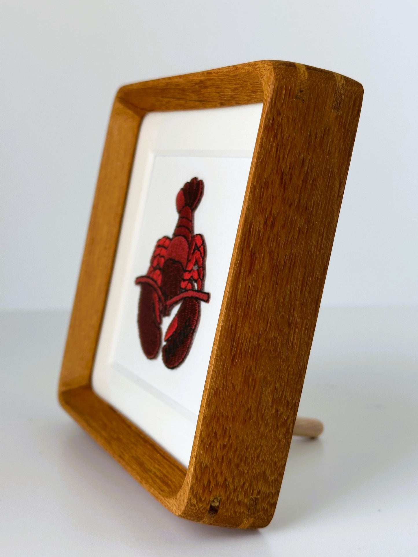 Maine Red Lobster Nautical Vintage Patch Wood Framed