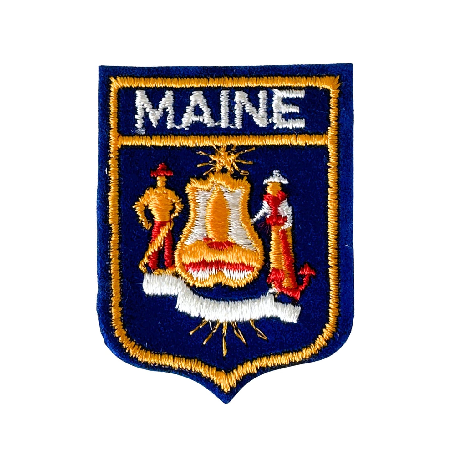 Maine State Emblem Vintage Navy Blue Patch