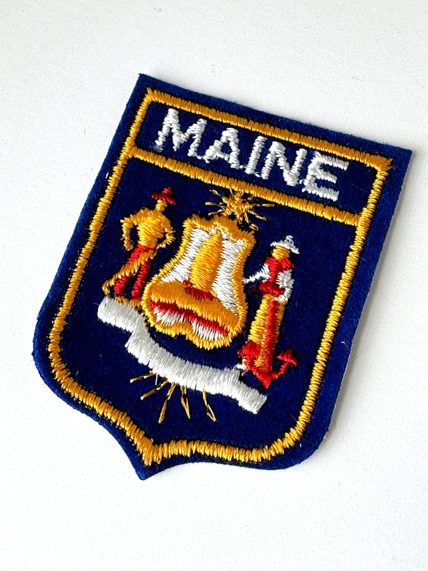Maine State Emblem Vintage Navy Blue Patch