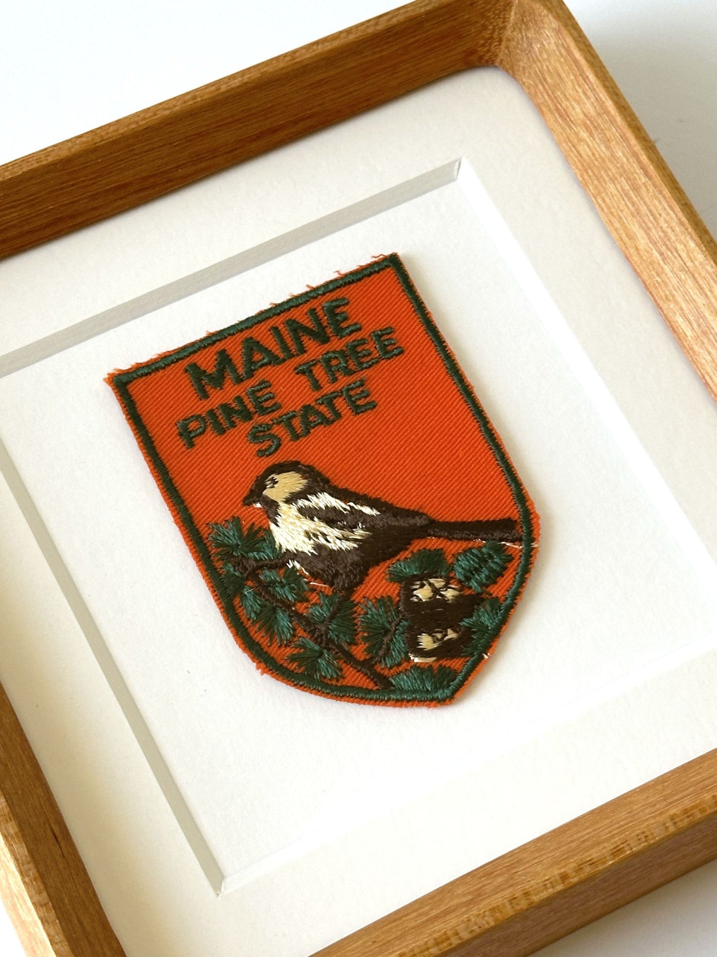 Maine Pine Tree State Framed Vintage Travel Patch