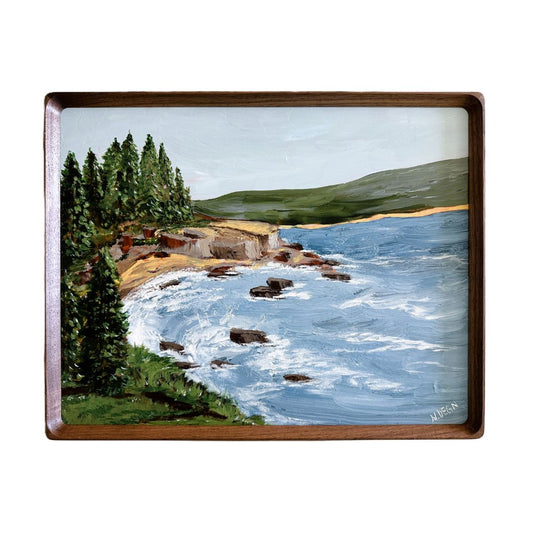 Maine Acadia National Park Coastal Original Painting on Panel Solid Wood Framed 11x14 inches