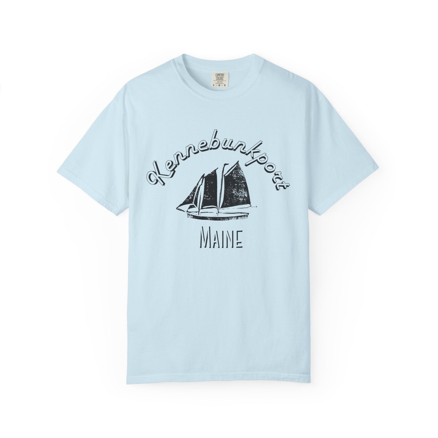 Maine Kennebunkport Sailboat Adult Unisex T-Shirt Light Blue