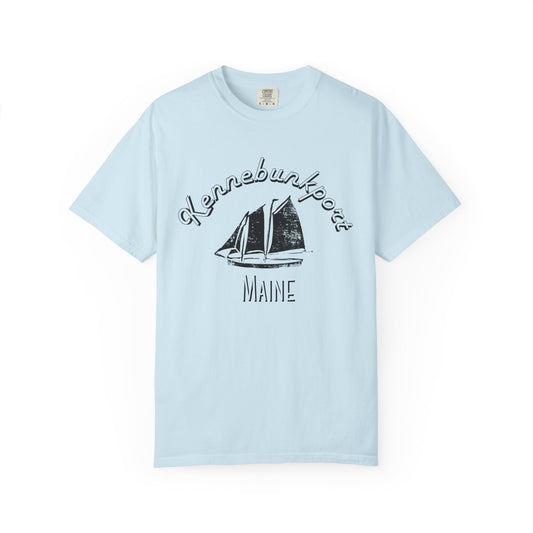 Maine Kennebunkport Sailboat Adult Unisex T-Shirt Light Blue