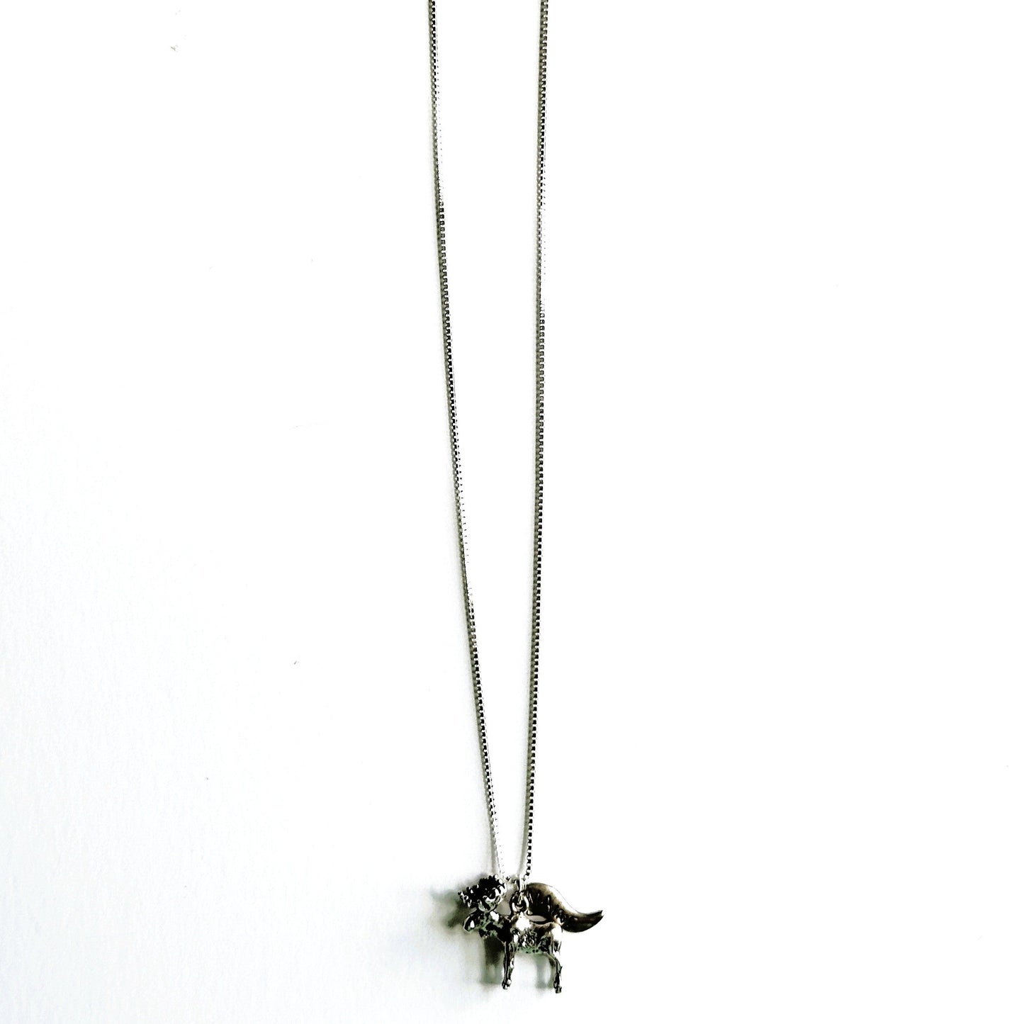 Maine Moose Sterling Silver Charm on New 18 Inch Sterling Silver Necklace