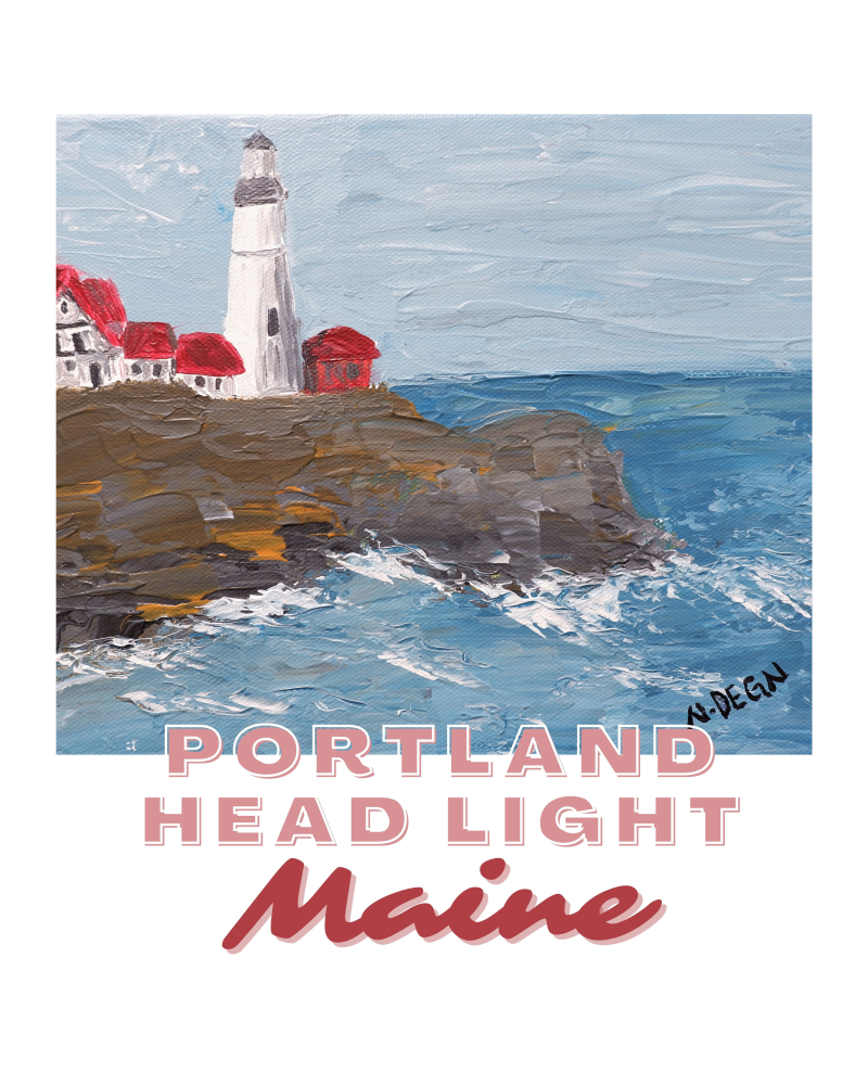 Maine Portland Head Light Coastal Painting Giclee Art Print