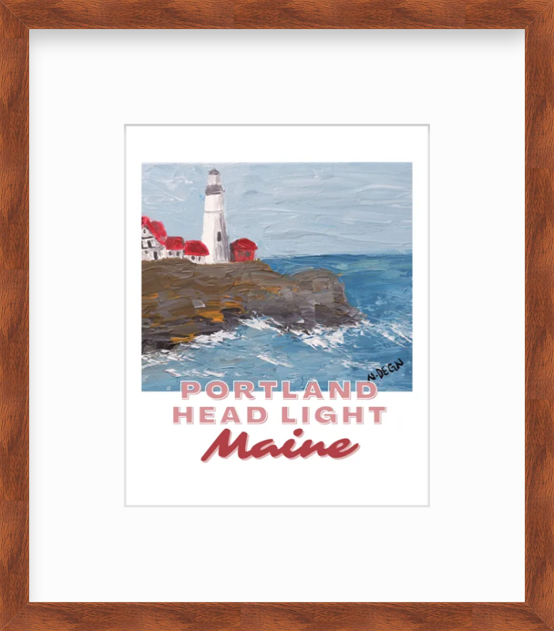 Maine Portland Head Light Coastal Painting Giclee Art Print