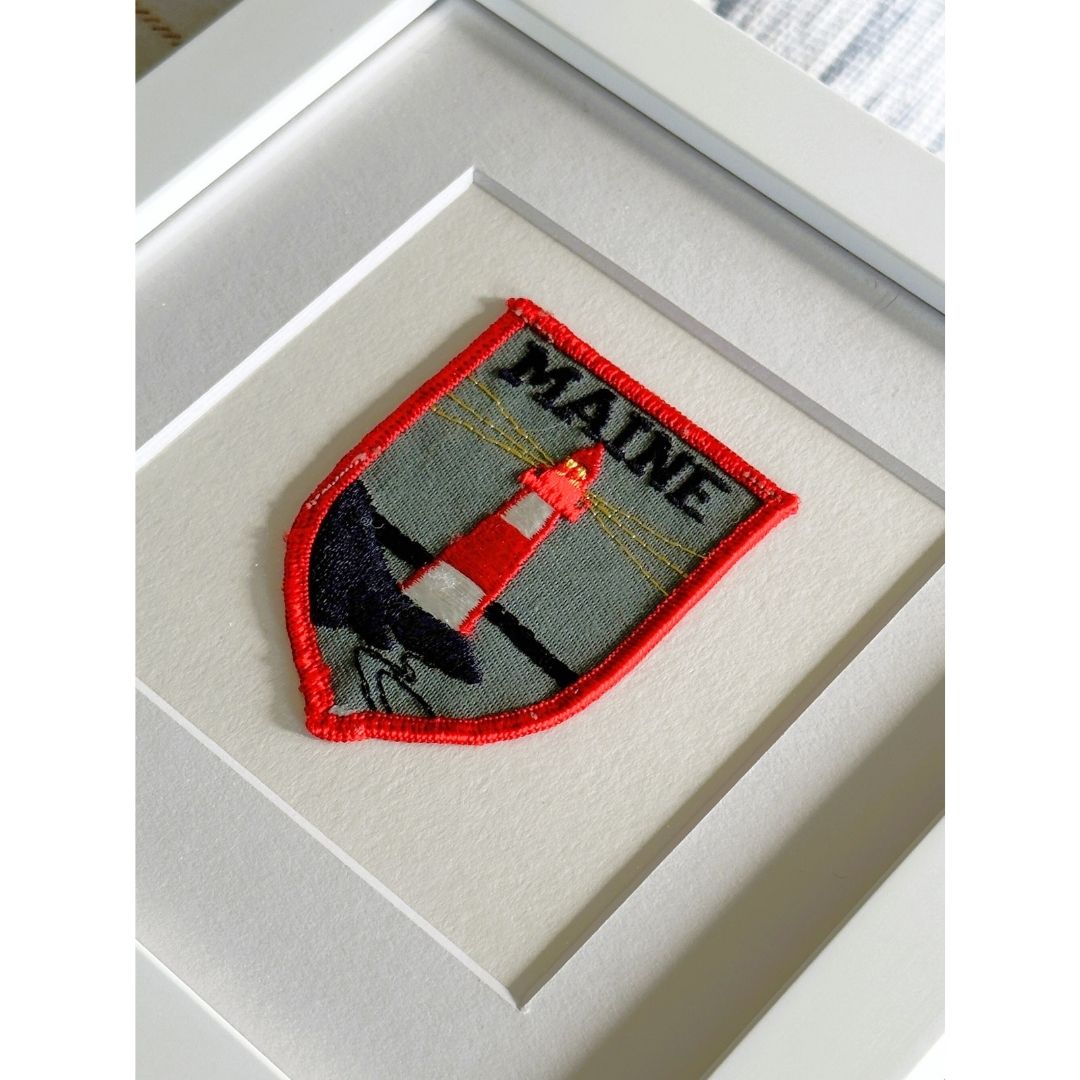 Maine Lighthouse Framed Vintage Travel Patch