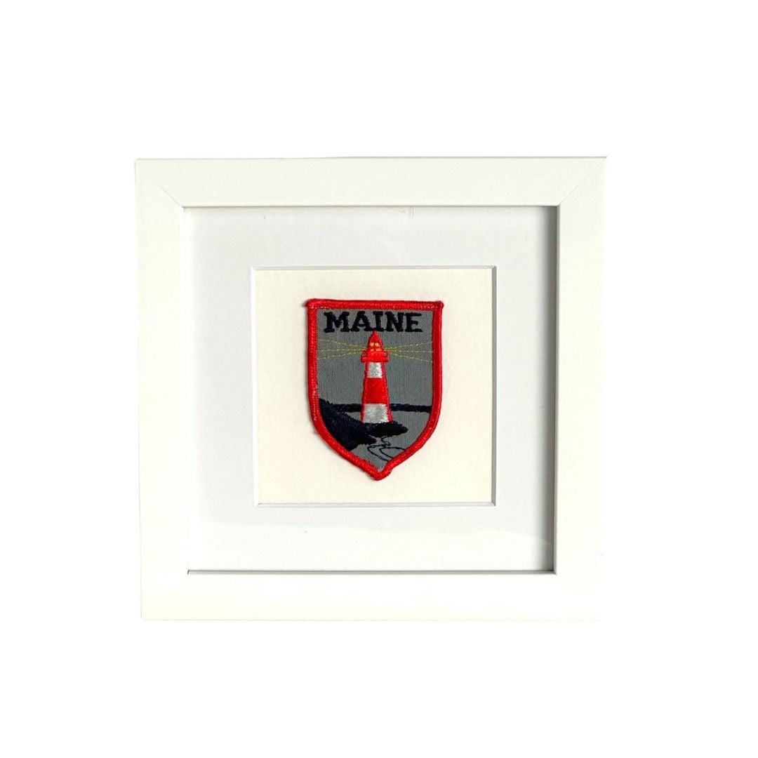 Maine Lighthouse Framed Vintage Travel Patch
