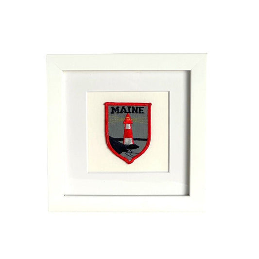 Maine Lighthouse Framed Vintage Travel Patch