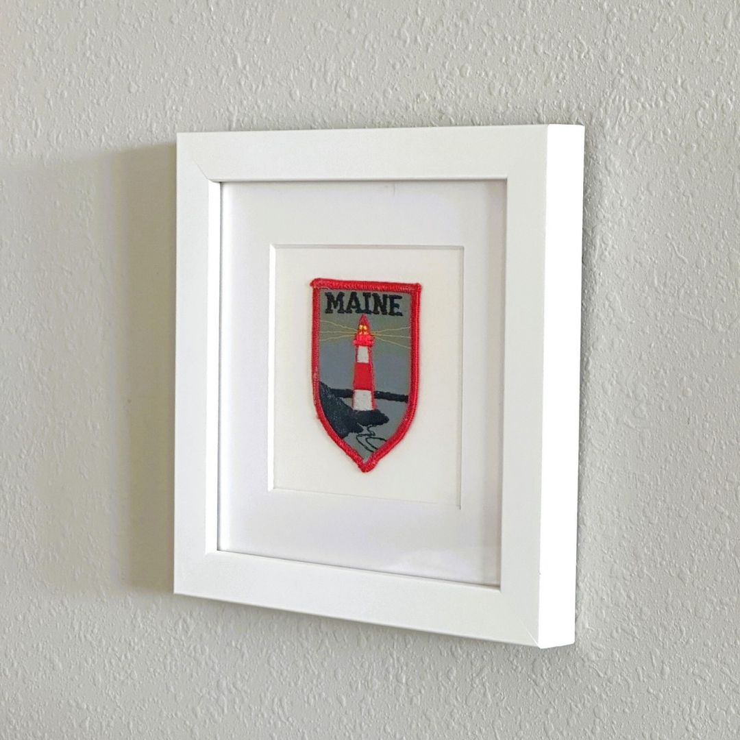 Maine Lighthouse Framed Vintage Travel Patch