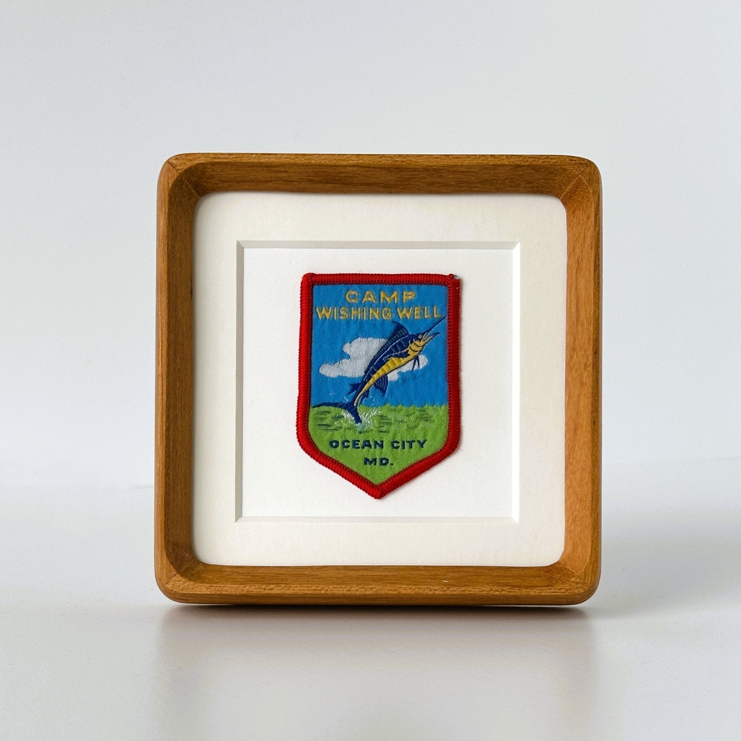 Maryland Ocean City Camp Wishing Well Vintage Framed Travel Patch
