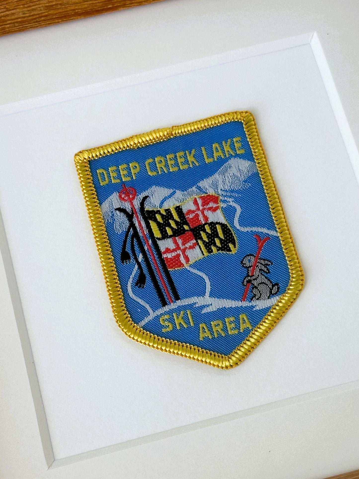 Maryland Deep Creek Ski Area Vintage Travel Patch Wood Framed