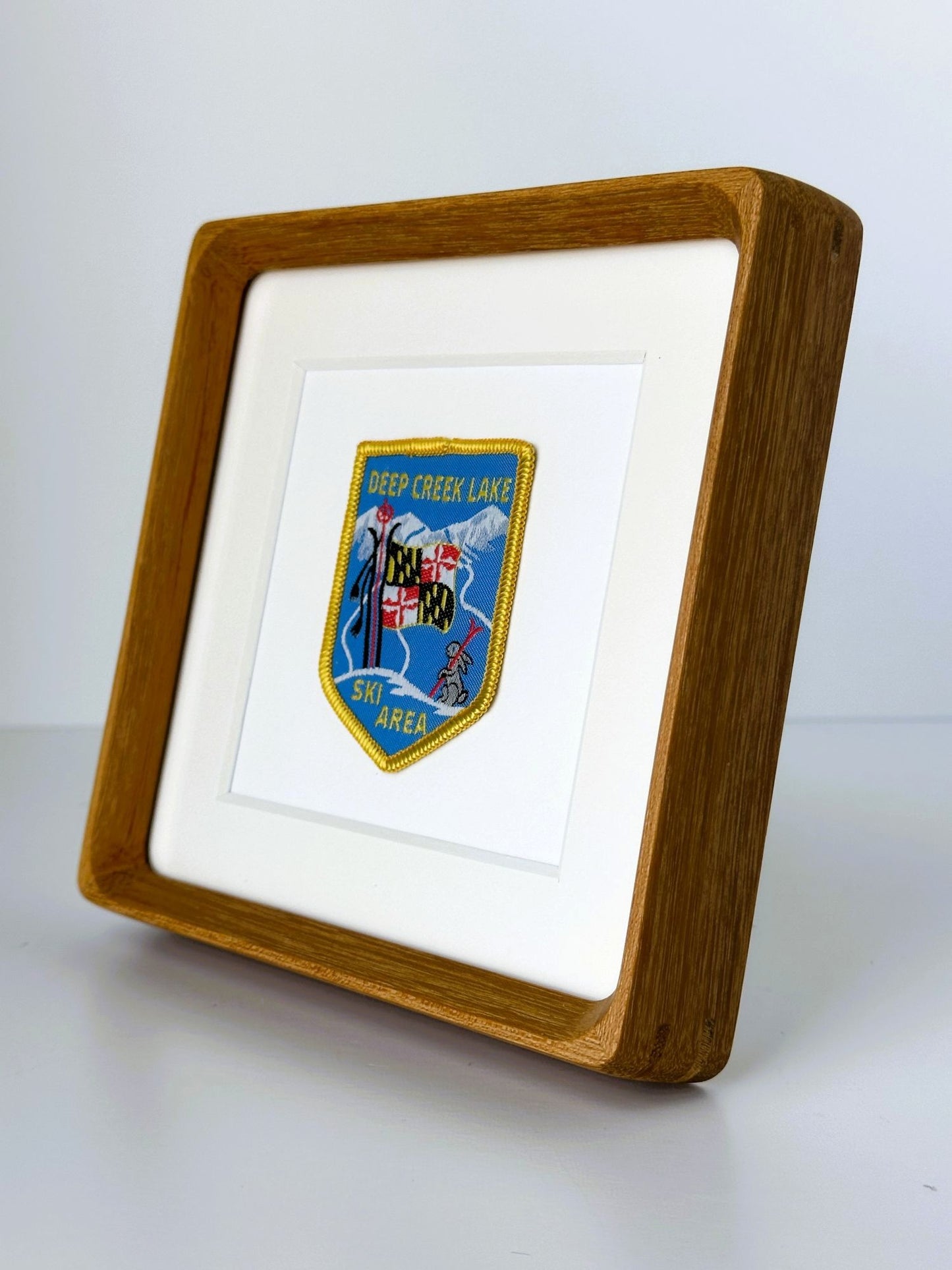Maryland Deep Creek Ski Area Vintage Travel Patch Wood Framed