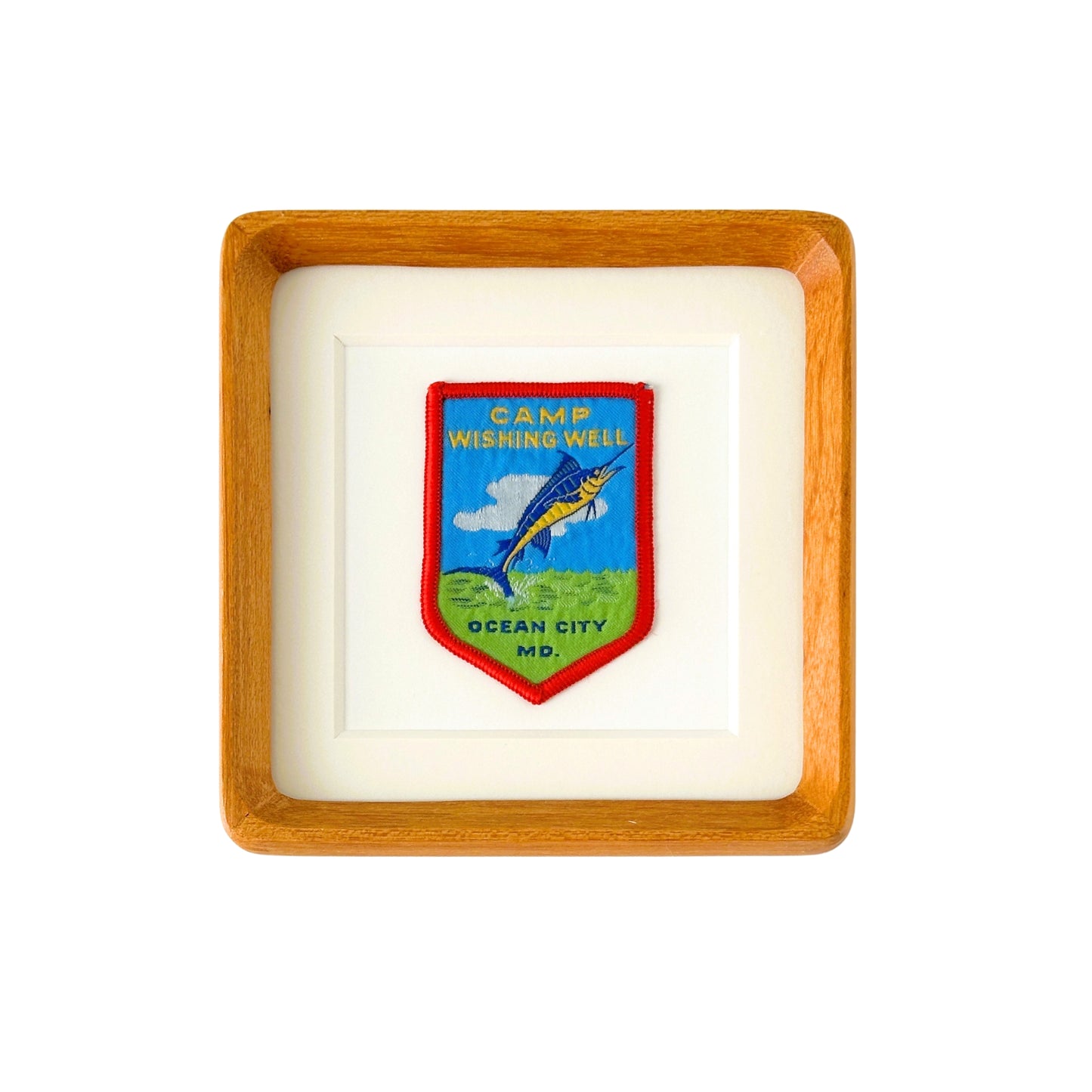 Maryland Ocean City Camp Wishing Well Vintage Framed Travel Patch