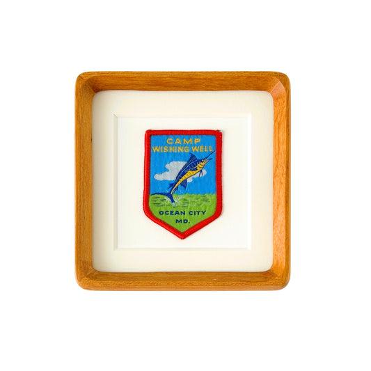 Maryland Ocean City Camp Wishing Well Vintage Framed Travel Patch
