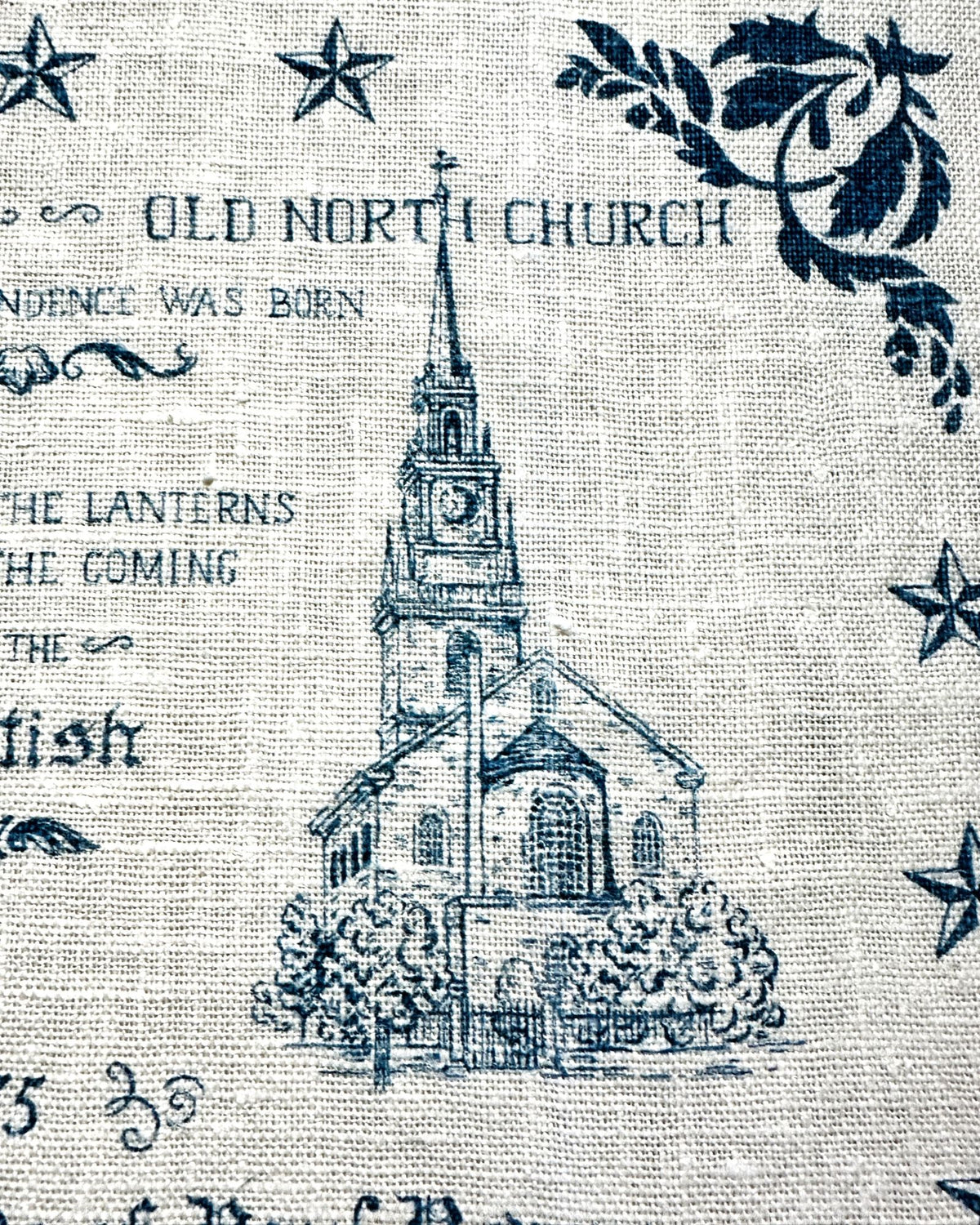 Massachusetts Boston Liberty Trail 1970's Kay Dee Hand Printed Linen READY TO FRAME