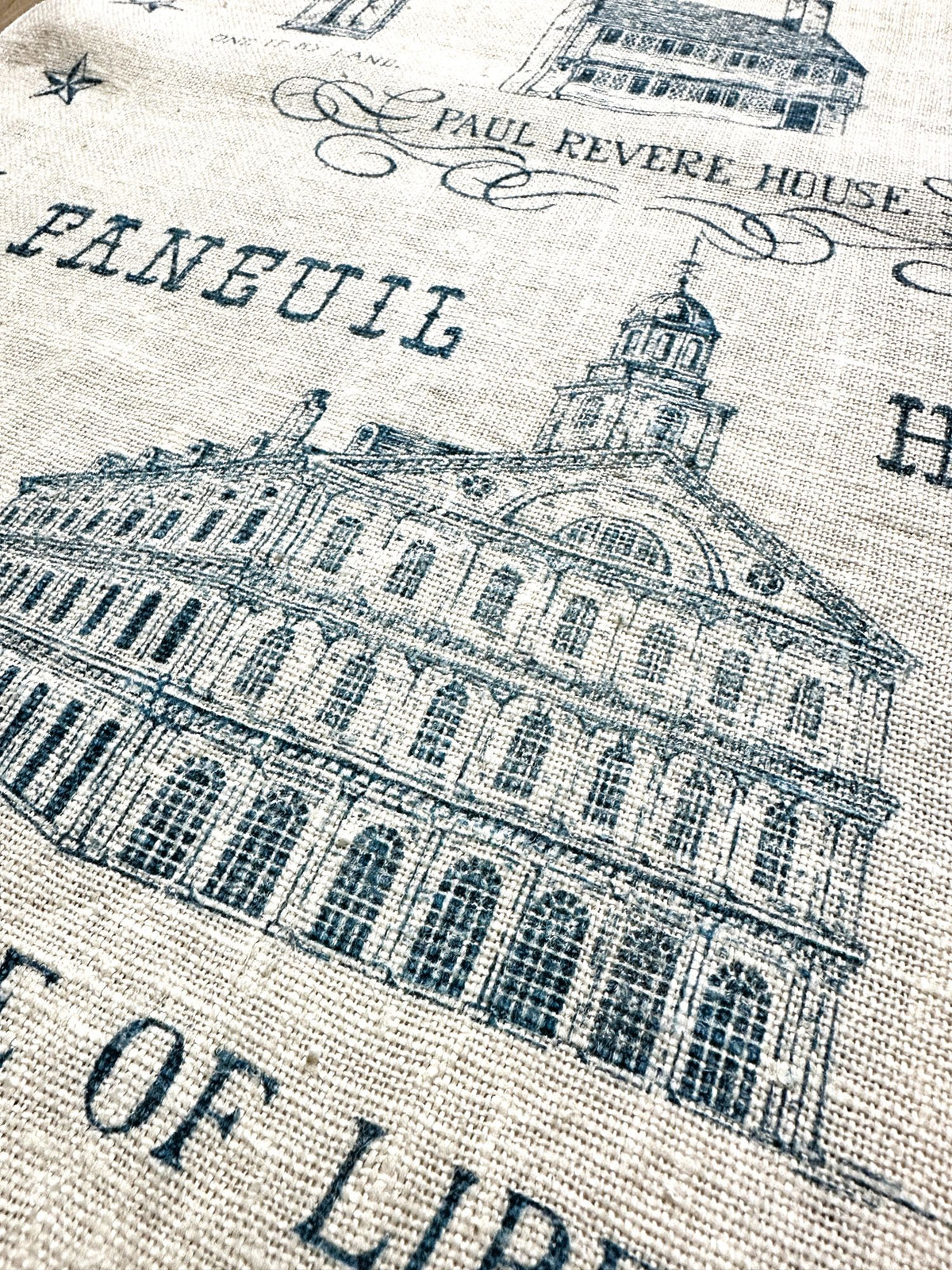 Massachusetts Boston Liberty Trail 1970's Kay Dee Hand Printed Linen READY TO FRAME