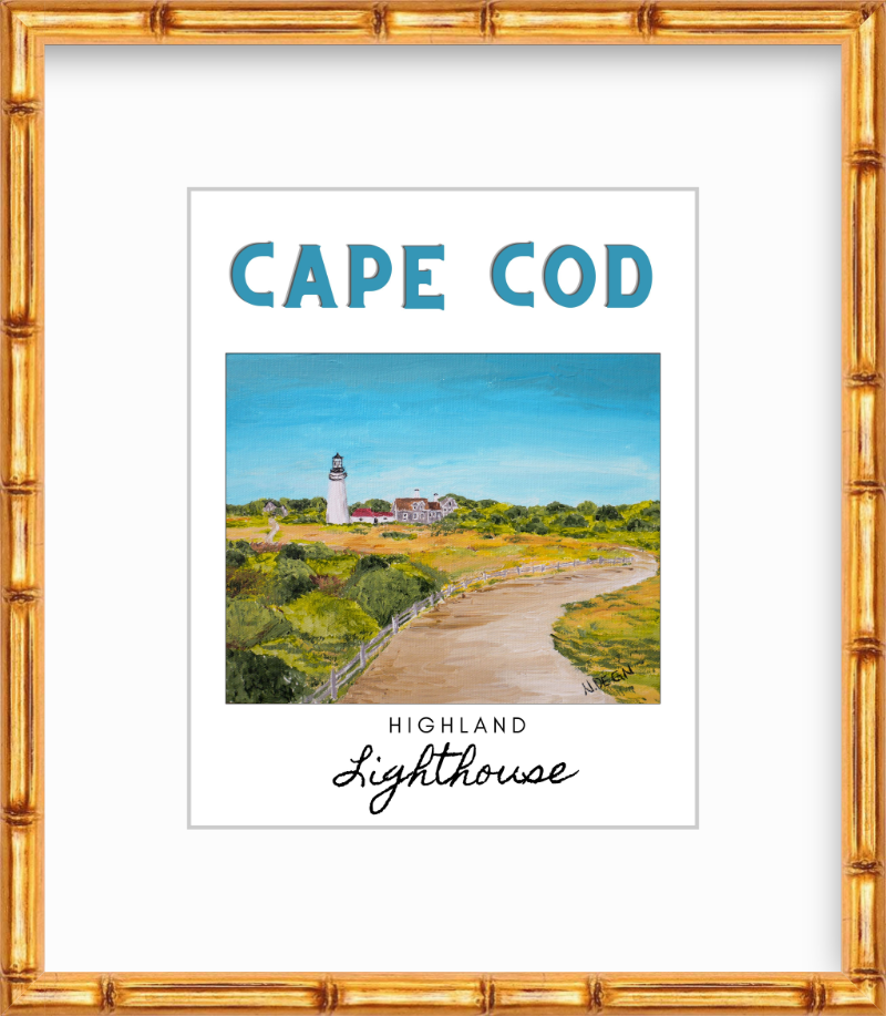 Massachusetts Cape Cod Highland Light Painting Giclee Travel Style Art Print
