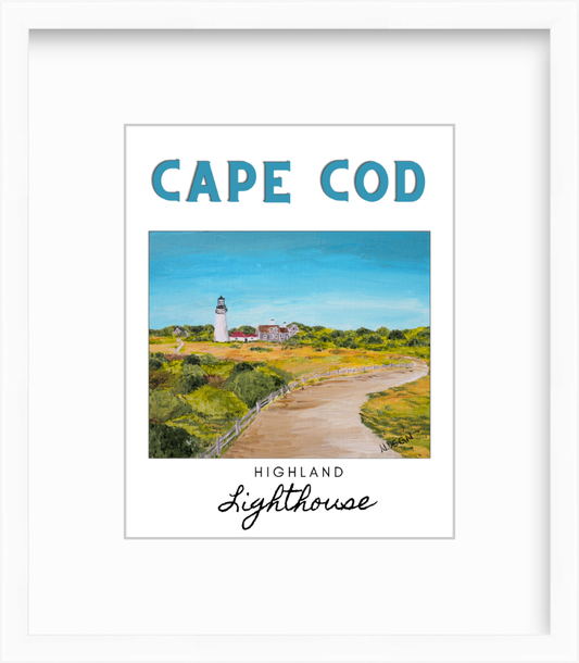 Massachusetts Cape Cod Highland Light Painting Giclee Travel Style Art Print