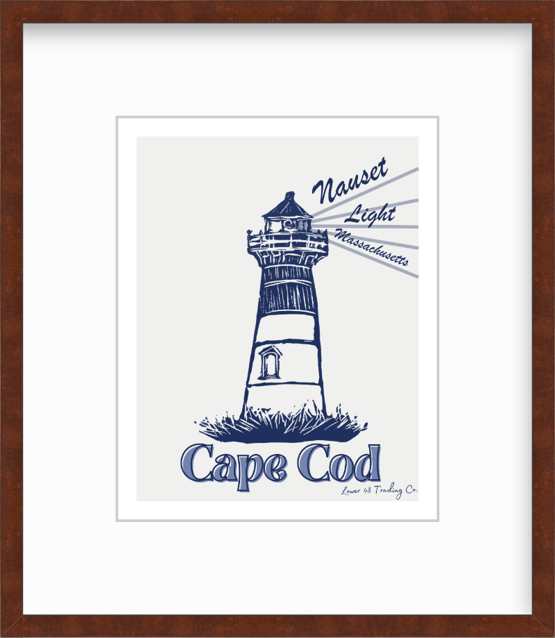 Massachusetts Cape Cod Nauset Beach Light North Eastham Block Print by Nikki Degn Giclee Art Print