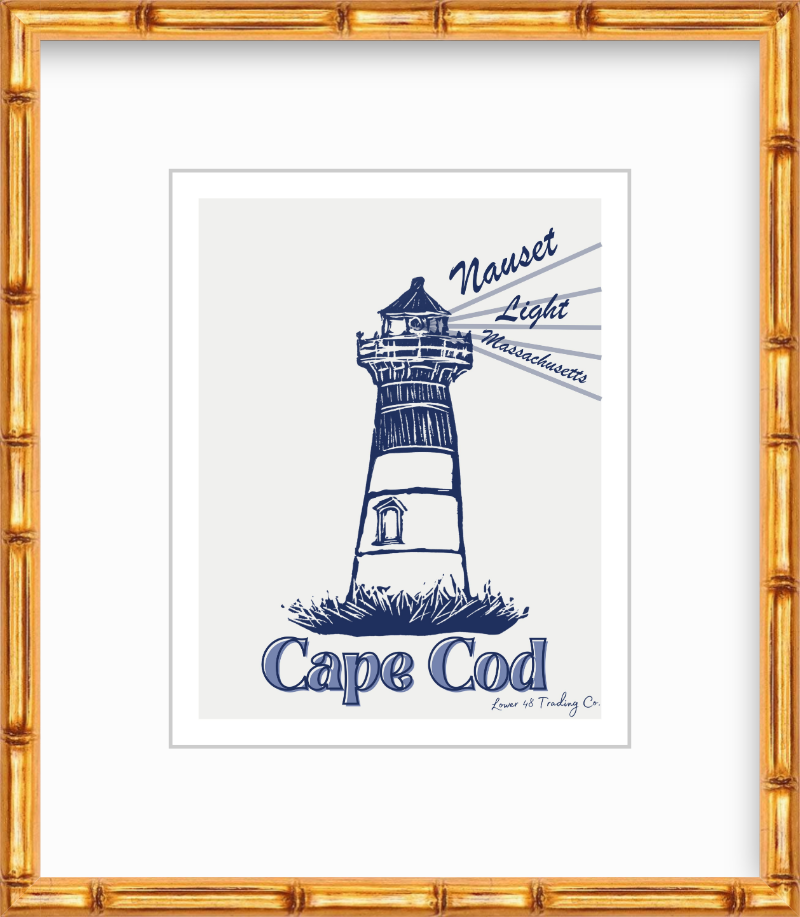 Massachusetts Cape Cod Nauset Beach Light North Eastham Block Print by Nikki Degn Giclee Art Print