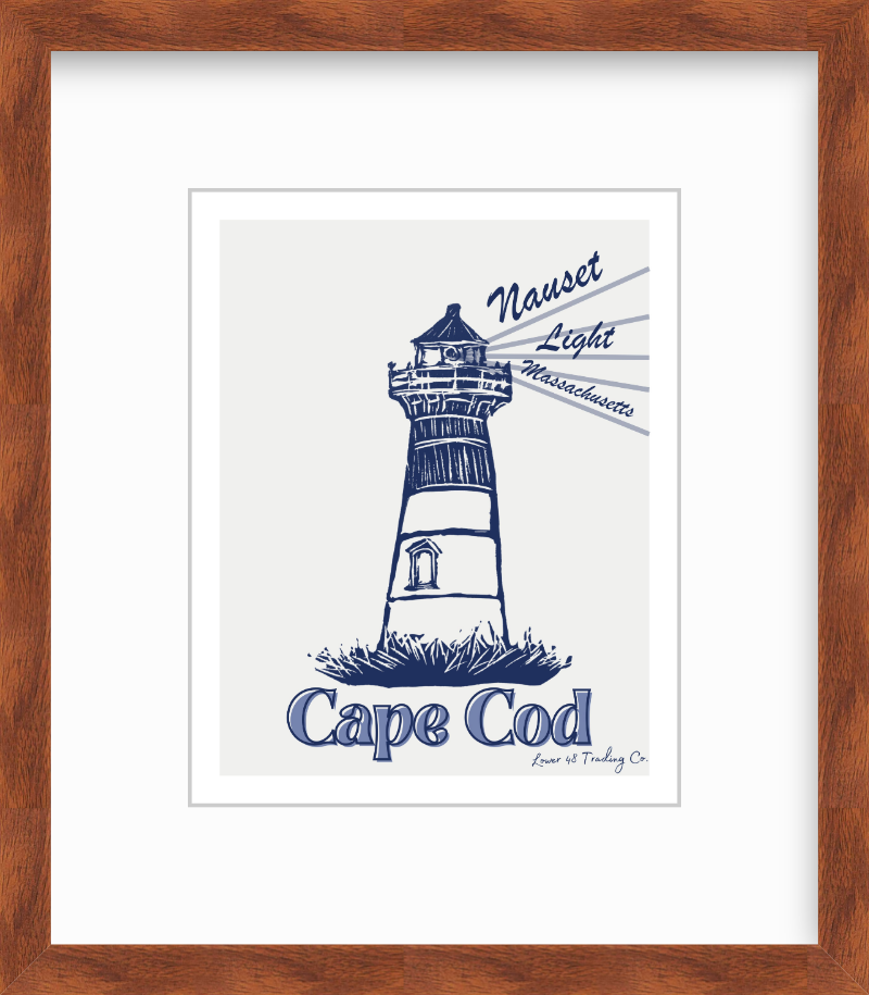 Massachusetts Cape Cod Nauset Beach Light North Eastham Block Print by Nikki Degn Giclee Art Print