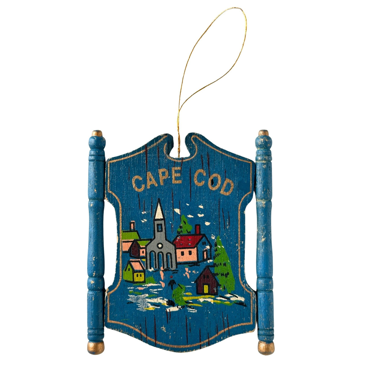 Massachusetts Cape Cod Vintage Sign Wood Ornament