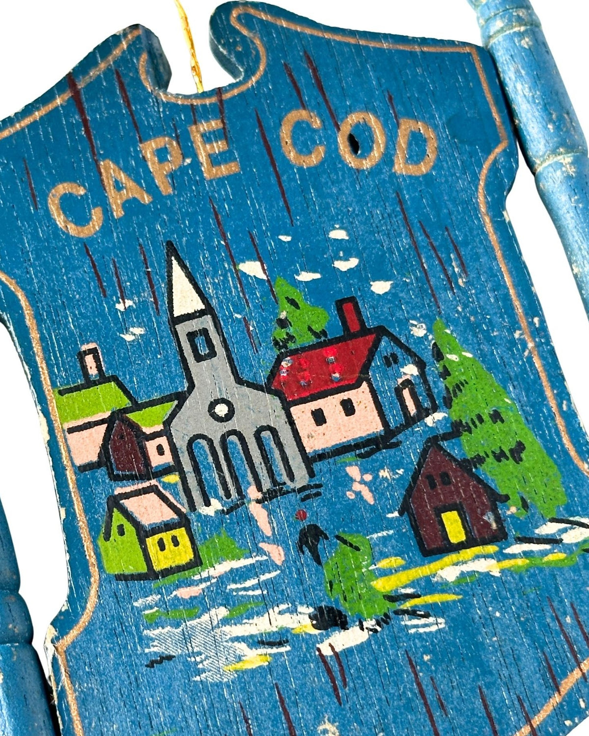 Massachusetts Cape Cod Vintage Sign Wood Ornament