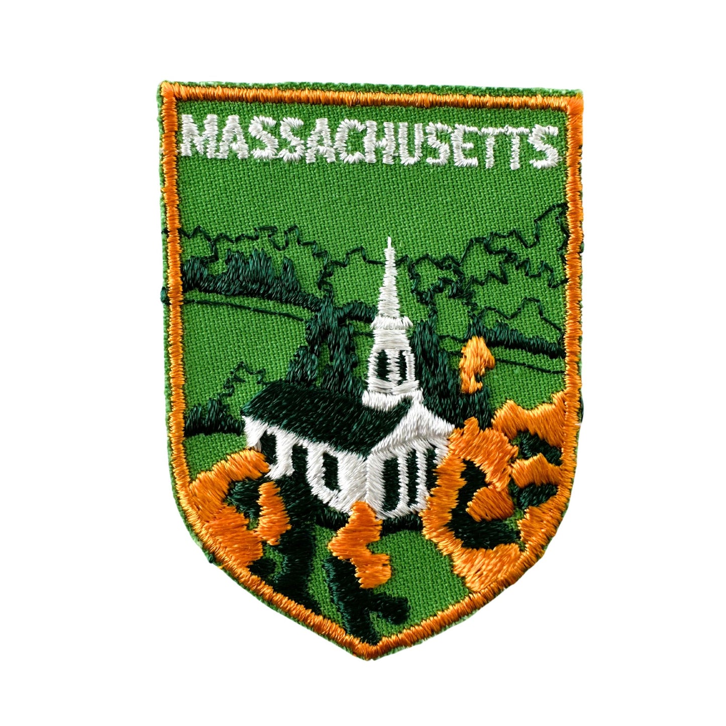 Massachusetts Fall Church Scene Vintage Patch