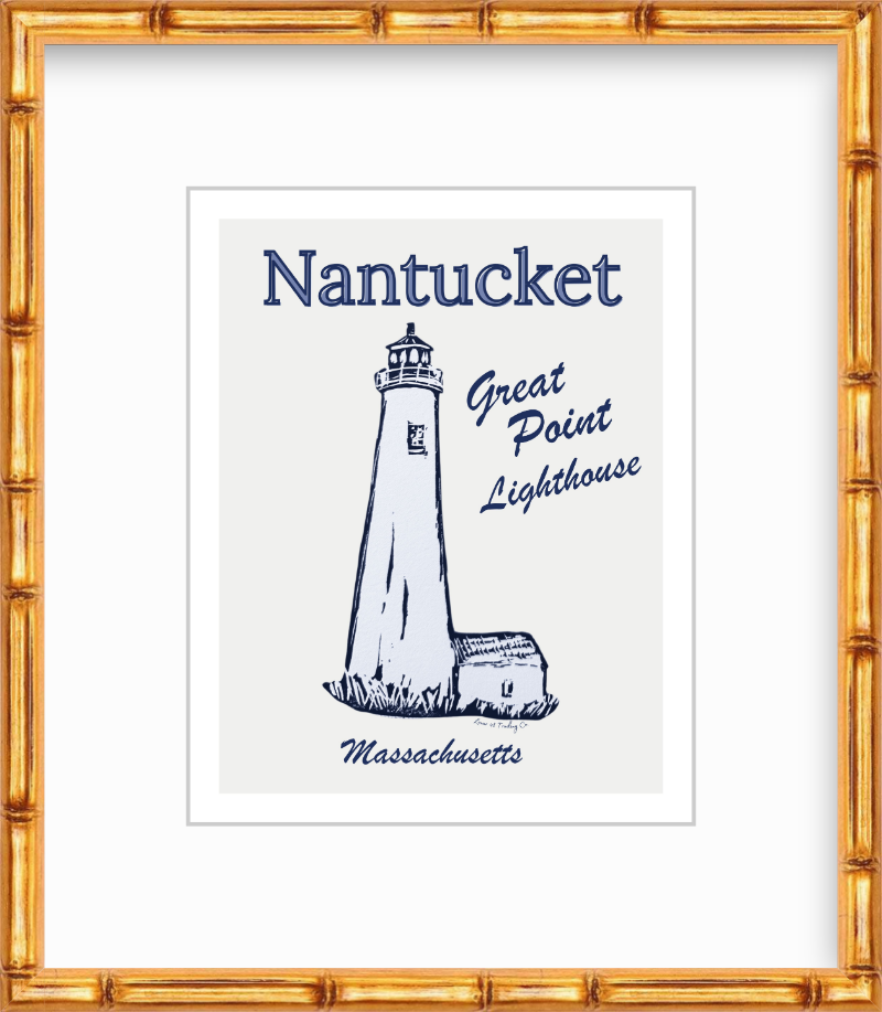 Massachusetts Great Point Light Nantucket Block Print Block Print by Nikki Degn Giclee Art Print (Copy)